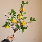 8 Head Artificial Lemons Branches Faux Fruit With Green Leaf Kitchen Decor