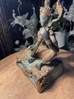 Vintage Gilt Bronze Thai Prince Deity Figure Playing A Lute Circa 1950 s