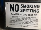 Vintage Nyc Subway Porcelain Sign - No Smoking  No Spitting