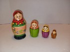Vintage Russian Nesting Dolls Matryoshka Set 4 Hand Painted Wood Folk Art 5 25 h