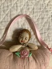 Hanging Heart Pincushion Antique Quilt Fairy Doll Head 5-1 2    X 5-1 2   