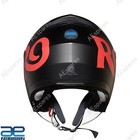 Lightwing Open Face Helmet Matt Black   Red For Royal Enfield Rider Ecs
