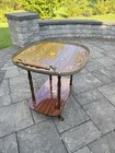 Vtg Italian Marquetry Tea   Bar Cart Wood Serving Drop Leaf  great For Display