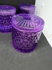 Purple Candle crafting Glass Jars Empty - Set Of 4 W lids
