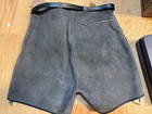 Vintage German Lederhosen Shorts Green Leather 32  Waist Oktoberfest Wmw