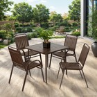 Outdoor Dining Set 5-piece - Plastic Chairs   Steel Table For Patio  Garden