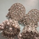 Asian Ethnic Silver Dangling Earrings Jewelry Set Imitation Pearl Wedding