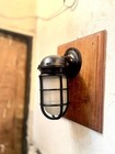 Vintage Industrial Bulkhead Wall Light - Black Coated Metal Nautical Style Lamp