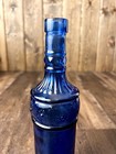 Vintage Decorative 12    Blue Embossed Pressed Glass Bottle Decanter 