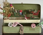 Vintage Rusty  Dusty Apple Green Metal Fishing Tackle Box Vintage Christmas