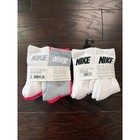 Nike Kids Crew Cushioned Socks 12 Pair Pack White Grey Pink Xs 5-7 Bn0509-a4f