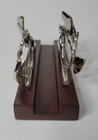 Mj  Set Of 2  Butterfly Metal   Wood Bookends Polished Modern Decorative 6 