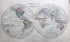 Bradley s Atlas Map Page Plate Of The World In Hemispheres 1887 Vintage