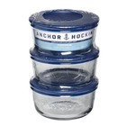 Anchor Hocking Glass Food Storage Containers With Lids  2 Cup Round  Set Of 3  