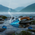 Aqua Obsidian Arrowhead Knife 8  Hand-chipped Decorative Glass Blade Collector