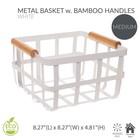 Simplify White 4-pack Square Metal Baskets With Bamboo Handles