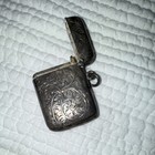 Antique Victorian Silver Plated Vesta Case Match Safe Ornate Scroll Engraved No