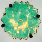 Flower Counterparts Trivet Cast Iron Orange And Gold Resin Filled Vintage 1970 a