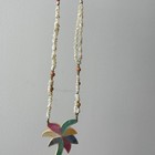 1980s Lee Sands Mother Of Pearl Mosaic Palm Tree Pendant Necklace