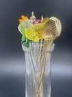 Lot Of 12 Swizzle Sticks Metal  Glass  Fish Flowers Christmas Tree
