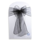 20 Pcs Organza Chair Cover Bow Sash 108 x8  - Black - Wedding Party Banquet Sr