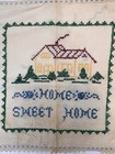 Vtg Home Sweet Home Cross Stitch Handmade Throw Pillow Case Cottage Granny Core