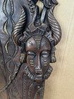 Vintage African Tribal Wood Warrior Shield Face Mask Carved Art Relief 48  Size