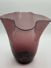 Vintage Blenko 404s Amethyst Glass Handkerchief Ruffle Vase Mcm