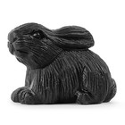 2 0  Black Obsidian Crystal Rabbit Statue Figurine hand Carved Gemstone Bunny