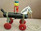 The Toy Tinkers Inc  Evanston  Ill Usa Horse   Rider Wooden Pull Toy - Folk Art