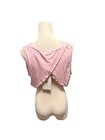 Fabletics Pink Solid Crew Neck Sleeveless Cropped Tie Front Stretch Tank Xl