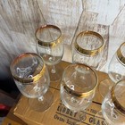 Libbey Safedge Gold Trim Wine Glasses Set Of 8 Vintage Stemware Clear Glass