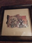 Ginny Hogan Deckle Series Matted Framed Print - Petroglyphs   Pottery Shard Vgc