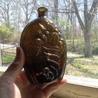 1830s Open Pontil Cornucopia Flower Urn Pint Keene Historical Whiskey Flask