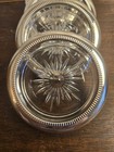 7pc Vtg Leonard Silver Mfg Silverplated   Crystal Coasters Starburst Pattern
