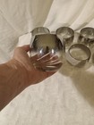 7  Vintage Glass Drinking Cocktail Silver Fade Rim Roly Poly Luster Mcm