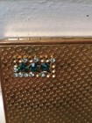 1940s Richard Hudnut Ladies Goldtone Metal Rhinestone Compact 3  X 3 