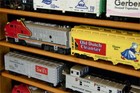 Train Display Case O Scale Oak Railroad Model Locomotive Wood Showcase Cabinet