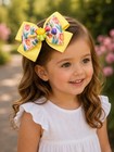 Girls Multicolor Floral Tulip Hair Bow Large Grosgrain Ribbon Alligator Clip