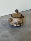Vintage Lovemose Denmark Stoneware Lidded Pot     Textured Brutalist Ceramic