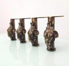 Set Of 4 Heavy Duty 5  Solid Brass Sheep   s Head Furniture Legs   Antique Finish