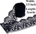 Black Venice Lace Trim 3 Yards 3 5inch Wide   Floral Embroidered Border Vinta