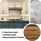 Solid Stainless Steel Brushed Nickel T Bar Kitchen Cabinet Handles Pulls 2 -16 