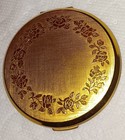 Vintage 1960 s Stratton Powder Compact Gold Floral Unused Signed Velvet Pouch