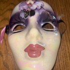 Vintage Hand Painted Mardi Gras Mask Signed By Artist 7x5 In  Wall Decor