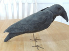 Antique Primitive Folk Art Cloth Fabric Black Crow  Raven  Wire Legs  Halloween