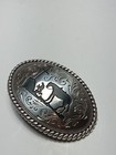 Nocona -man Kneeling At Cross With Horse- Silver Belt  Buckle 3x2 Inch