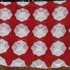 Vintage Red White Crochet Blanket Afghan Medallion Fringed Edge Grandma Cottage