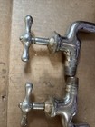 Matching Pair Of Nickle Plated Antique Nickle Plated Sink Faucets