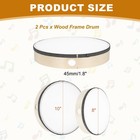 2 Pcs Hand Drum Music Percussion 10 Inch   8 Inch Wood Frame Drum Wood Color
